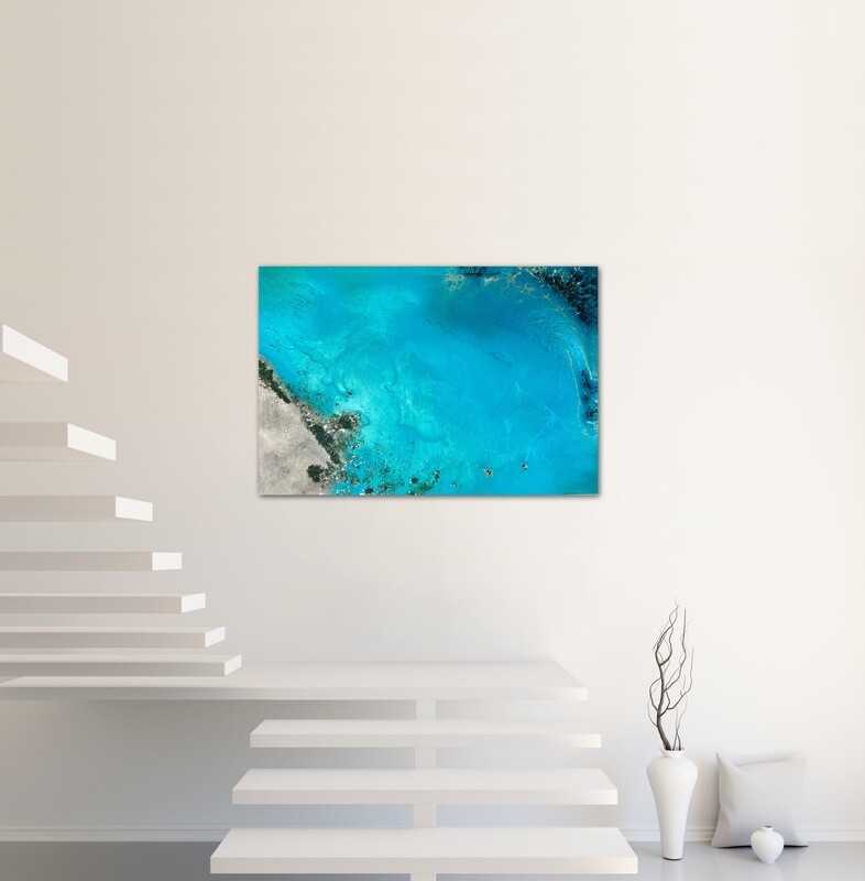 Aerial ocean painting inspired by satellite and drone imagery of the Bahamas #oceanpainting #aerialocean #coastlinepainting #oceanwavespainting #seascapepainting #Bahamaspainting #diptychpainting #oceanpaintingMiami #oceanpaintingforsale #Miamiartist #AnaHefcoArt