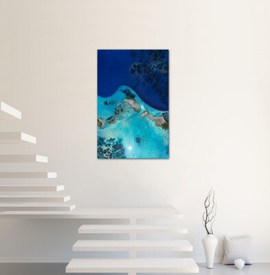 Aerial ocean painting inspired by satellite and drone imagery of the Bahamas #oceanpainting #aerialocean #coastlinepainting #oceanwavespainting #seascapepainting #Bahamaspainting #diptychpainting #oceanpaintingMiami #oceanpaintingforsale #Miamiartist #AnaHefcoArt