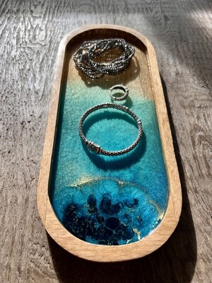 HAND-PAINTED SMALLL WOOD TRAYS