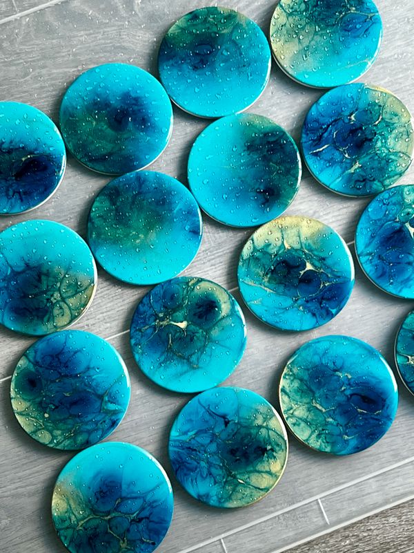 Turquoise and Gold Ceramic Coasters