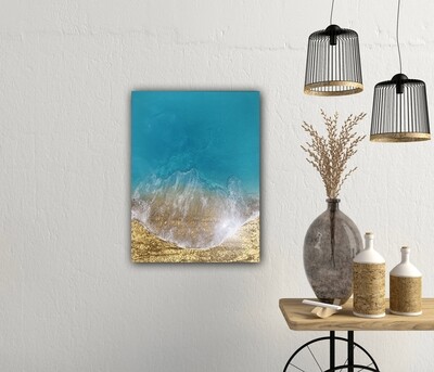 Teal Waves-original-aerial-ocean-waves-painting-Miami-gold-sand-beach-Bahamas-Turks and Caicos-painting-ana-hefco-1
