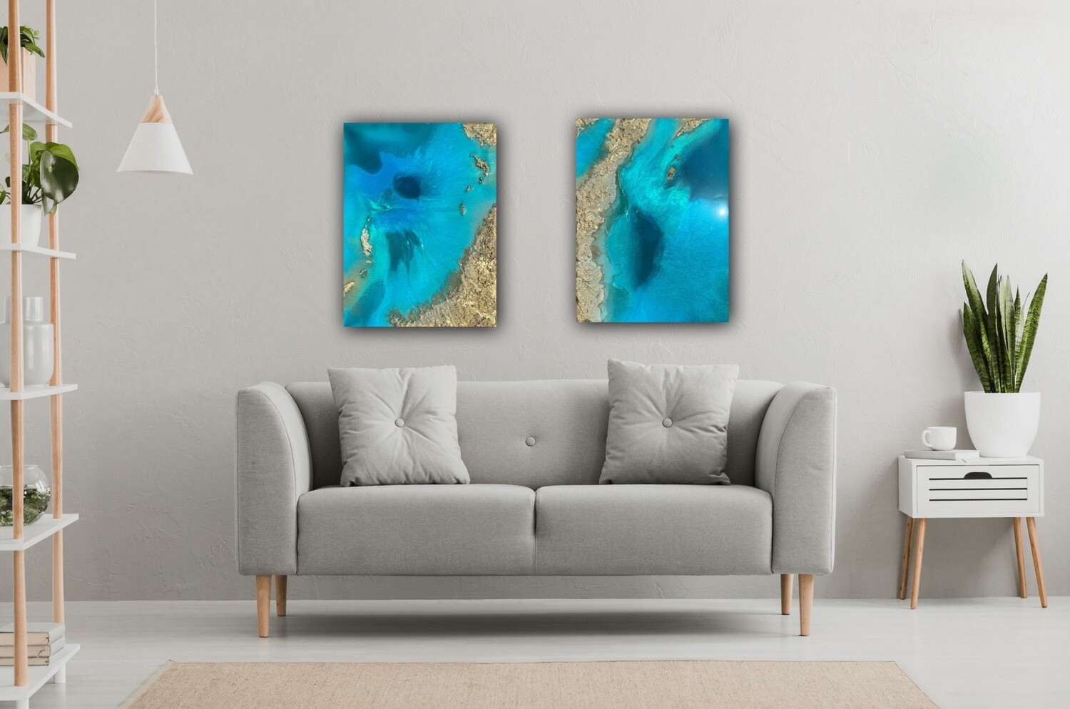 We Are Happy Here-aerial-ocean-waves-diptych-painting-Miami-gold-sand-beach-Bahamas-Turks and Caicos-painting-ana-hefco-1