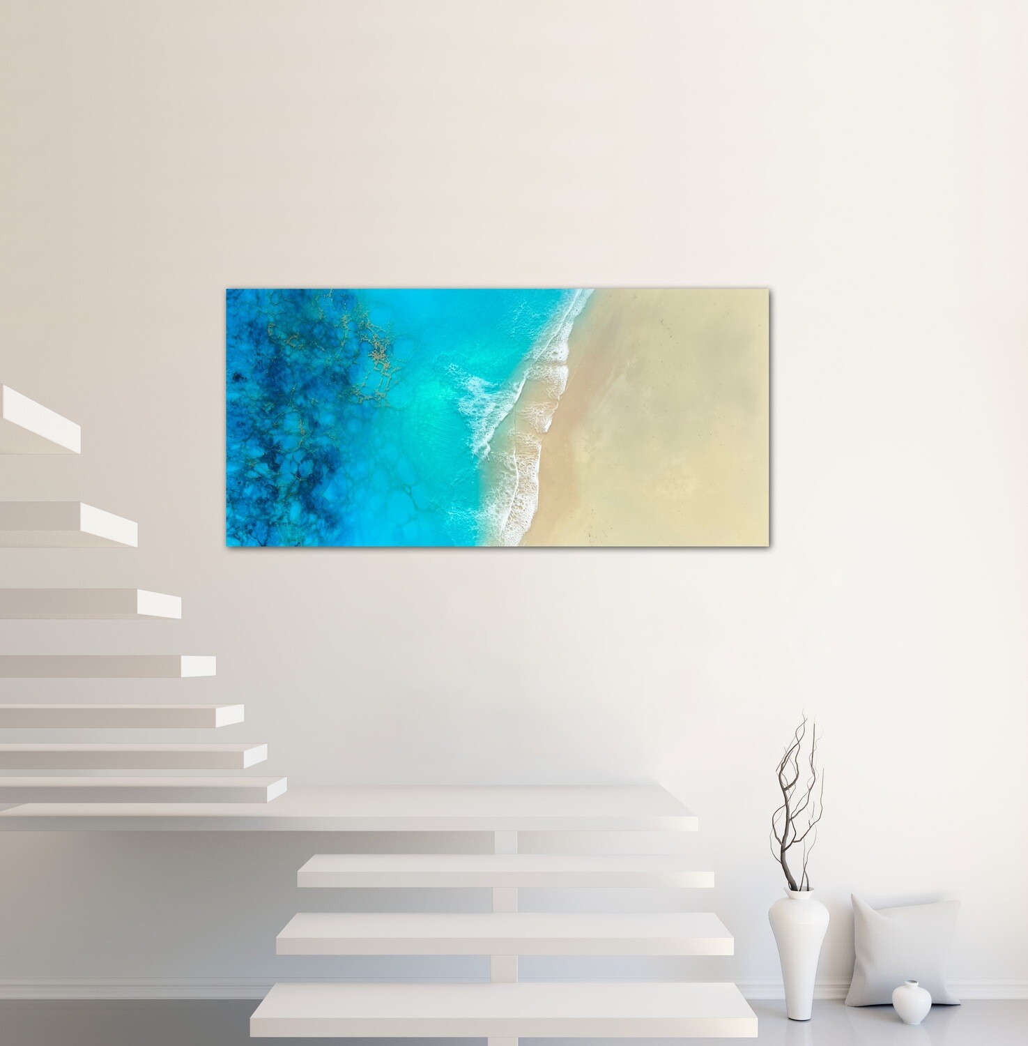Aerial ocean painting inspired by satellite and drone imagery of the Bahamas #oceanpainting #aerialocean #coastlinepainting #oceanwavespainting #seascapepainting #Bahamaspainting #oceanpaintingMiami #oceanpaintingforsale #Miamiartist #AnaHefcoArt #roundoceanpainting #roundseasccape #aerialMiamipainting #aerialMiami