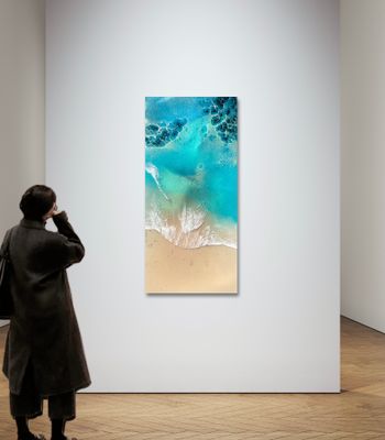 The Beach-aerial-ocean-waves-painting-Miami-white-sand-beach-Bahamas-Turks and Caicos-painting-ana-hefco