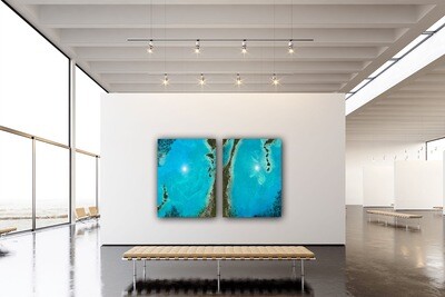 Eleuthera Bahamas-aerial-diptych-ocean-waves-painting-Miami-white-sand-beach-Bahamas-Turks and Caicos-painting-ana-hefco-1