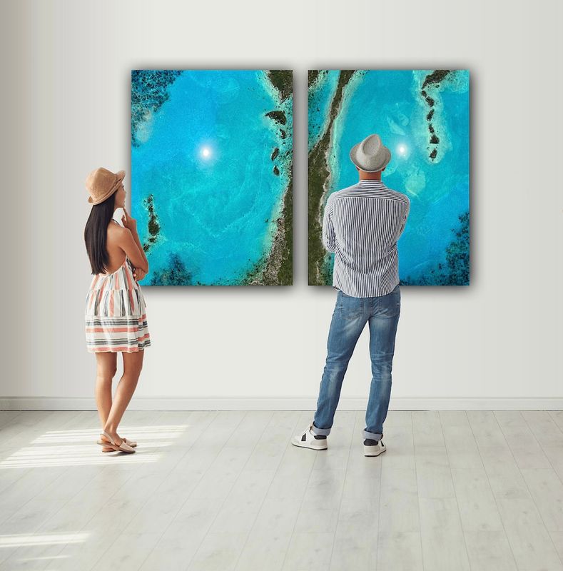 Eleuthera Bahamas-aerial-diptych-ocean-waves-painting-Miami-white-sand-beach-Bahamas-Turks and Caicos-painting-ana-hefco