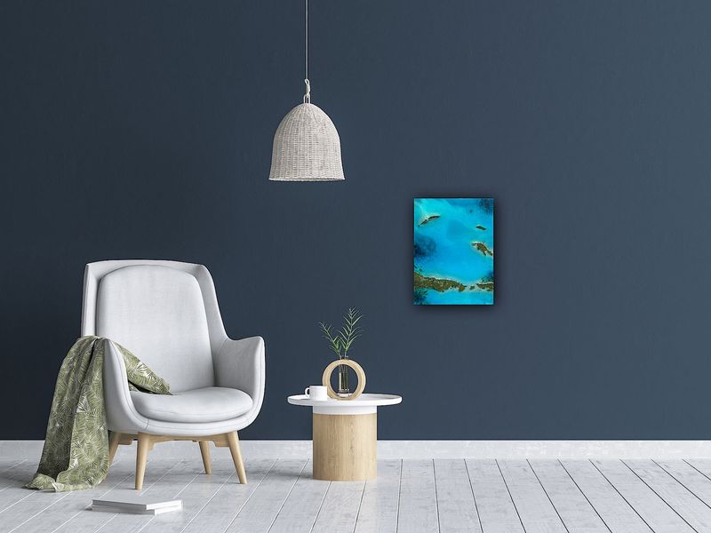 Flying Over The Bahamas-aerial-beach-ocean-waves-painting-Miami-artist-ana-hefco