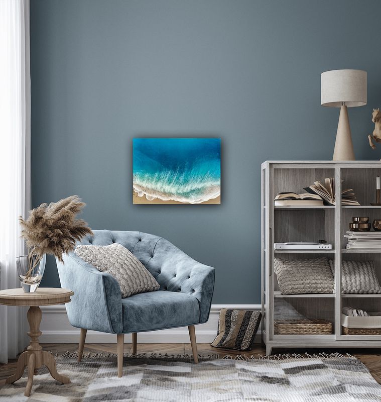 Touching Moments-aerial-ocean-waves-painting-Miami-white-sand-beach-Bahamas-Turks and Caicos-painting-ana-hefco