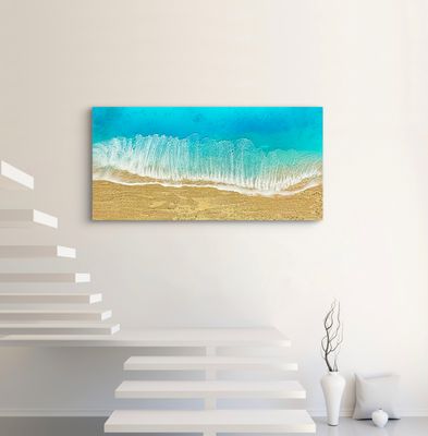 Now We Are Free-aerial-ocean-waves-painting-Miami-gold-sand-beach-Bahamas-Turks and Caicos-painting-ana-hefco-1