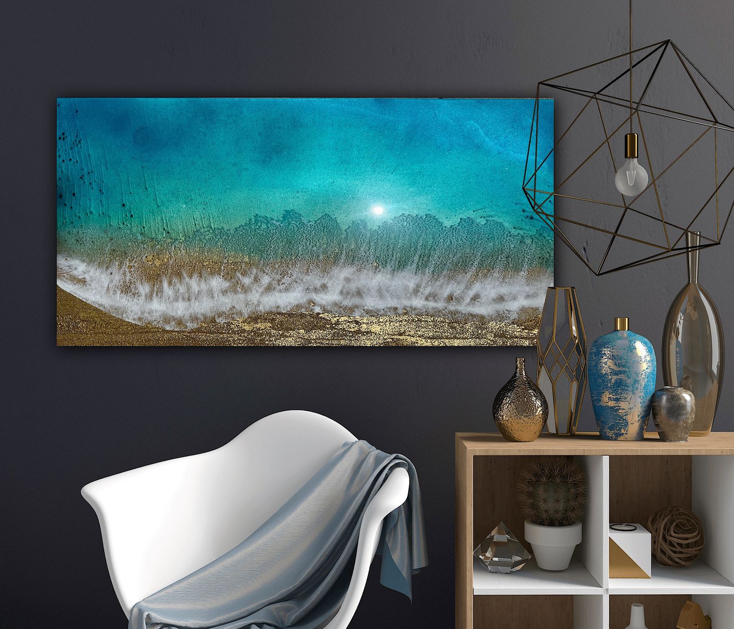Glimmers of HopeTh-aerial-ocean-waves-painting-Miami-gold-sand-beach-Bahamas-Turks and Caicos-painting-ana-hefco