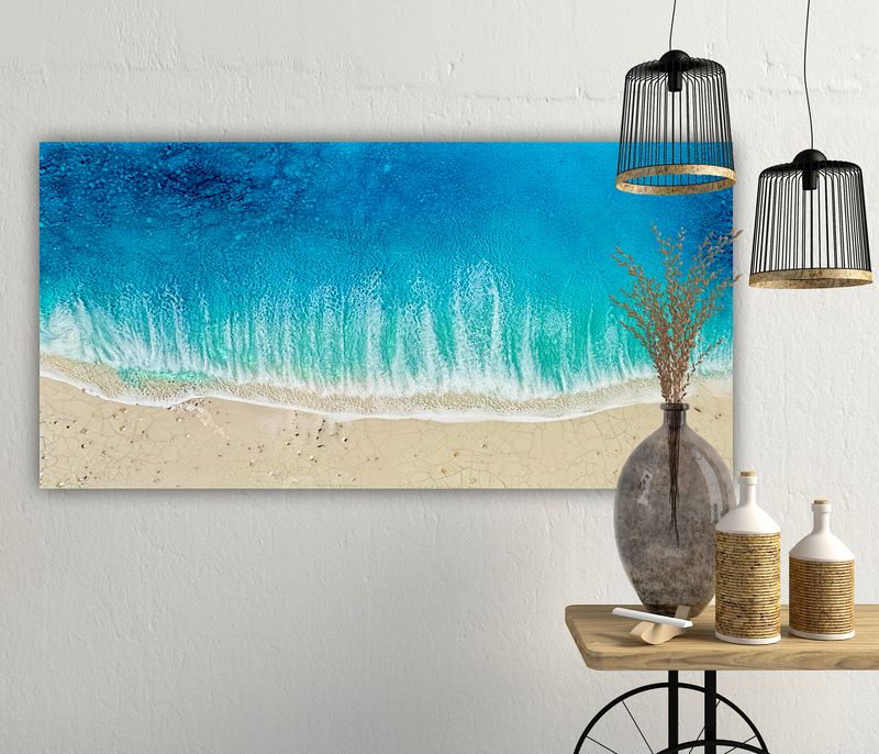 Shallow Waters-triptych-aerial-ocean-waves-painting-Miami-white-sand-beach-Bahamas-Turks and Caicos-painting-ana-hefco