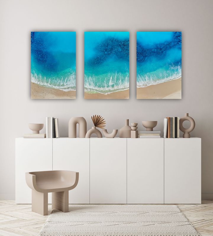 Majestic Crescendo-aerial-ocean-waves-painting-Miami-artist-white-sand-beach-Bahamas-Turks and Caicos-painting-ana-hefco