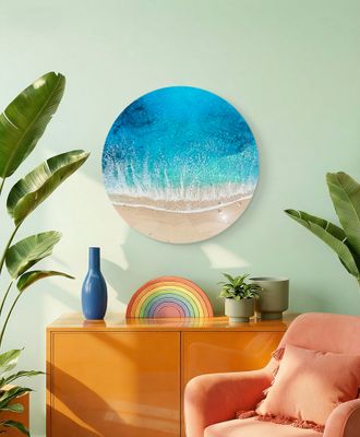 Infinite Love-round-aerial-ocean-waves-painting-Miami-artist-white-sand-beach-Bahamas-Turks and Caicos-painting-ana-hefco