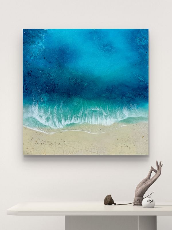 Breakers-aerial-ocean-waves-painting-Miami-artist-white-sand-beach-Bahams-painting-ana-hefco