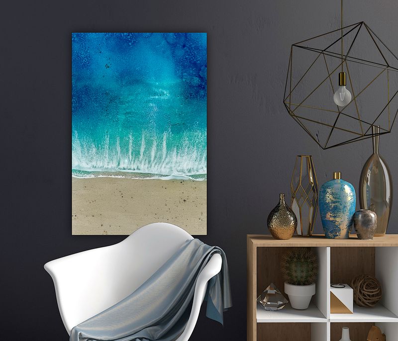 Unwinding-aerial-ocean-waves-painting-Miami-artist-white-sand-beach-Bahams-painting-ana-hefco
