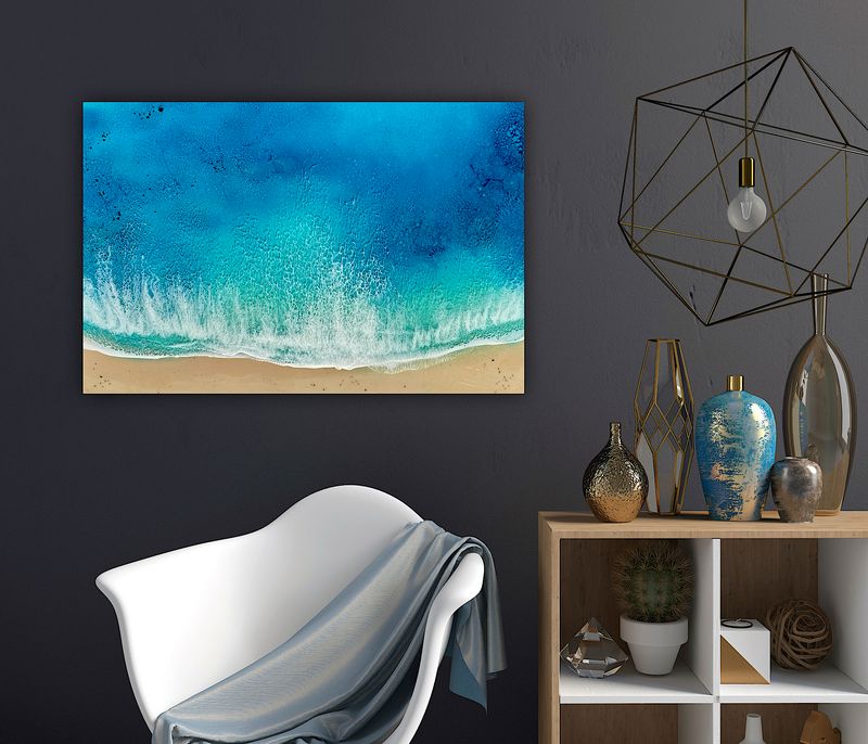 Awaken-Flying Over The ocean-aerial-white-sand-beach-ocean-painting-Miami-artist-ana-hefco