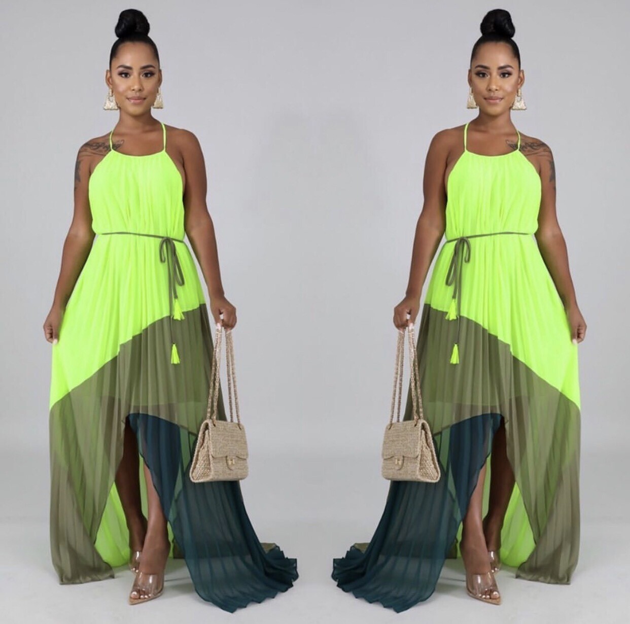 High Neck Maxi Dress Neon