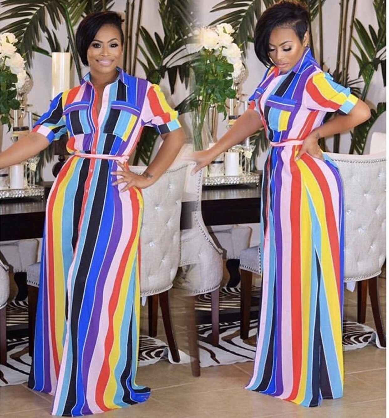 Stripe Shirt Dress Blue