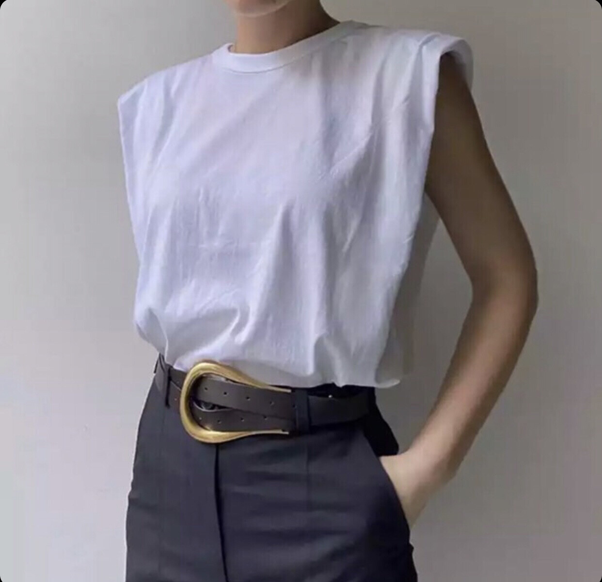 Shoulder Pad Tshirt White