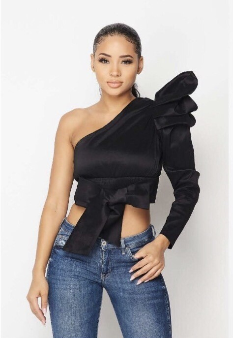 One Sleeve Top Black
