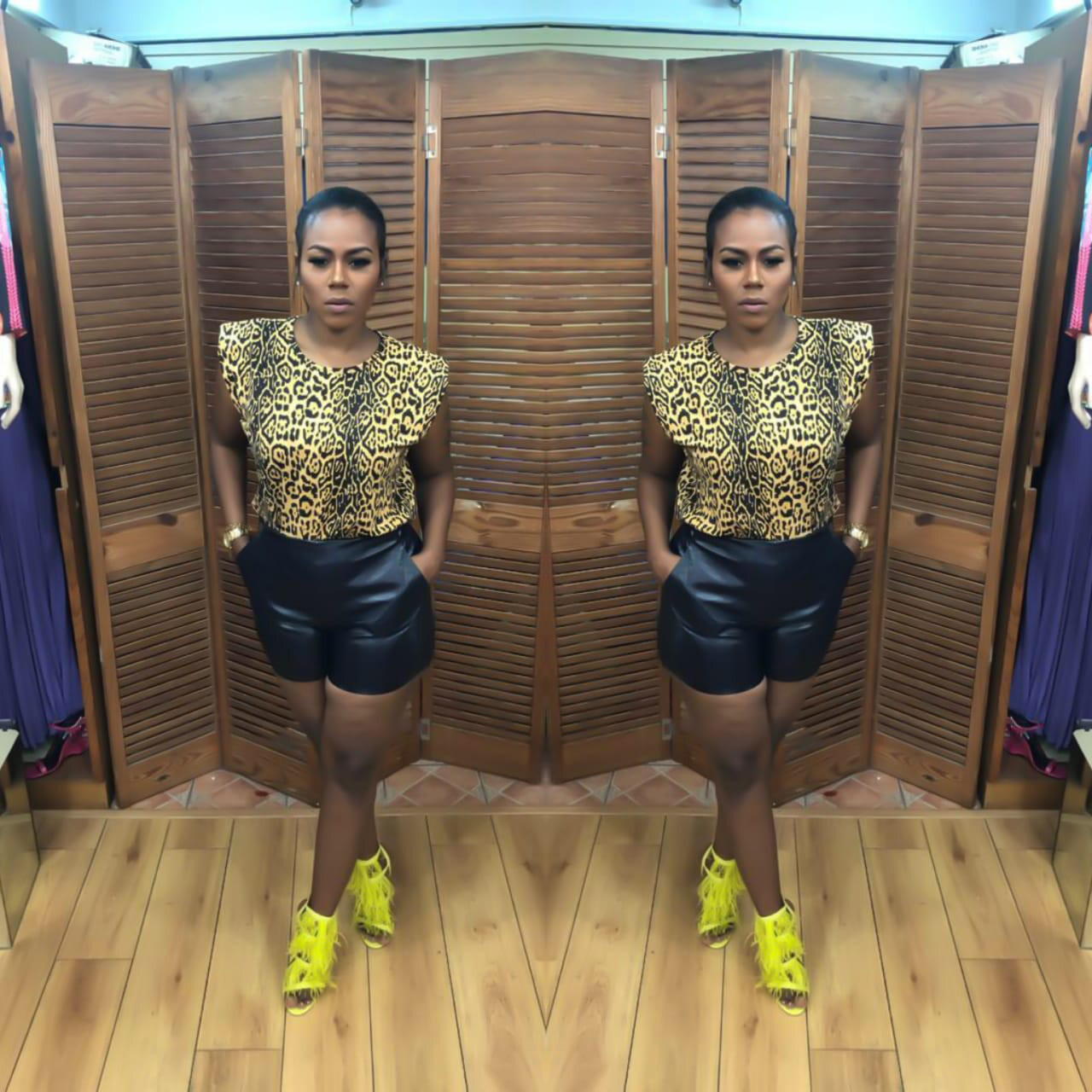Shoulder Pad Tshirt Leopard