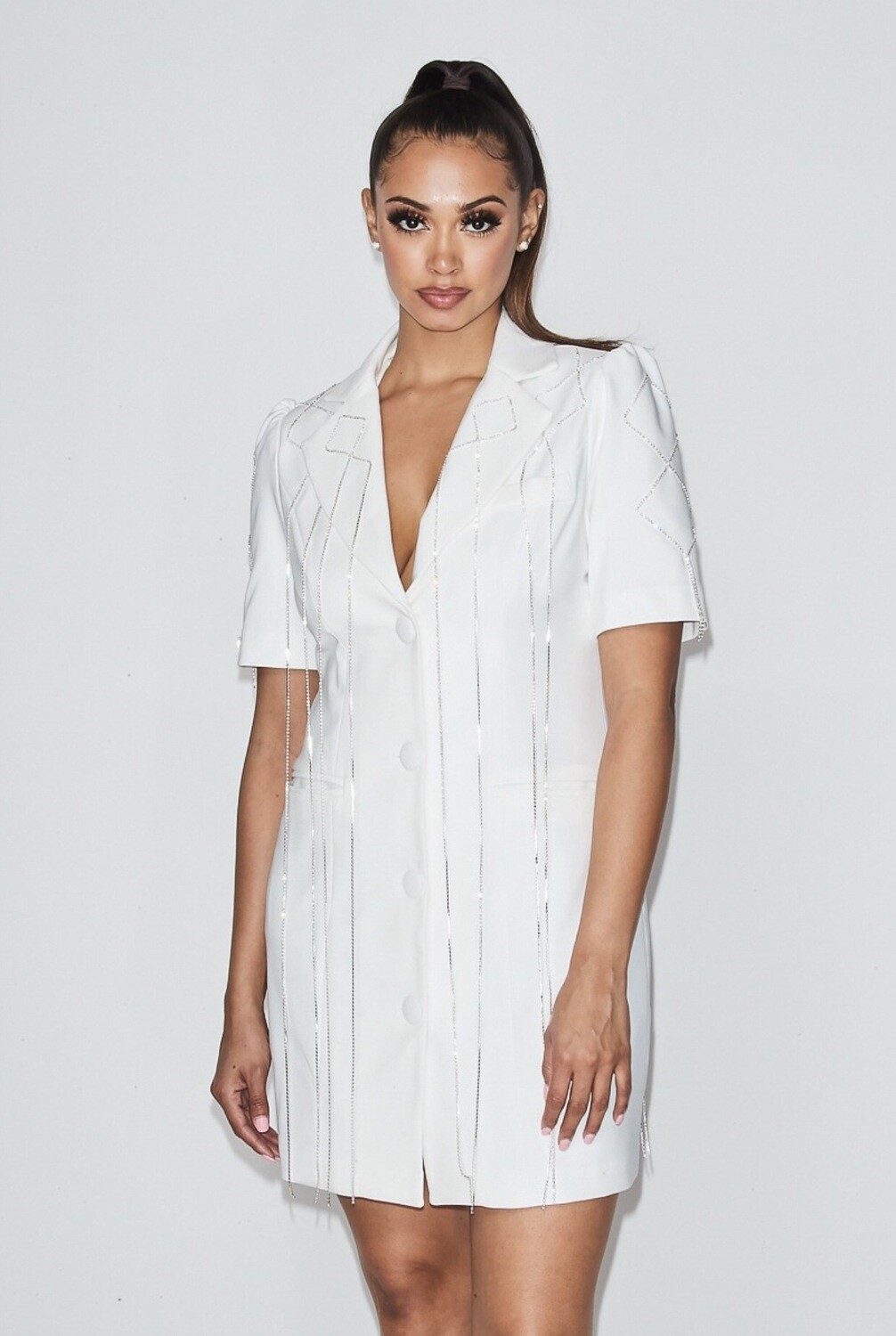 White Diamond Blazer Dress