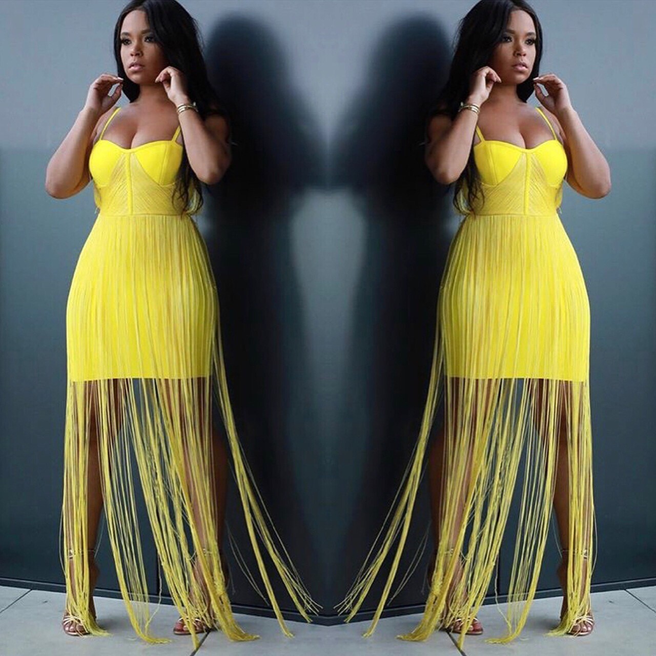 Yellow Fringe Dress