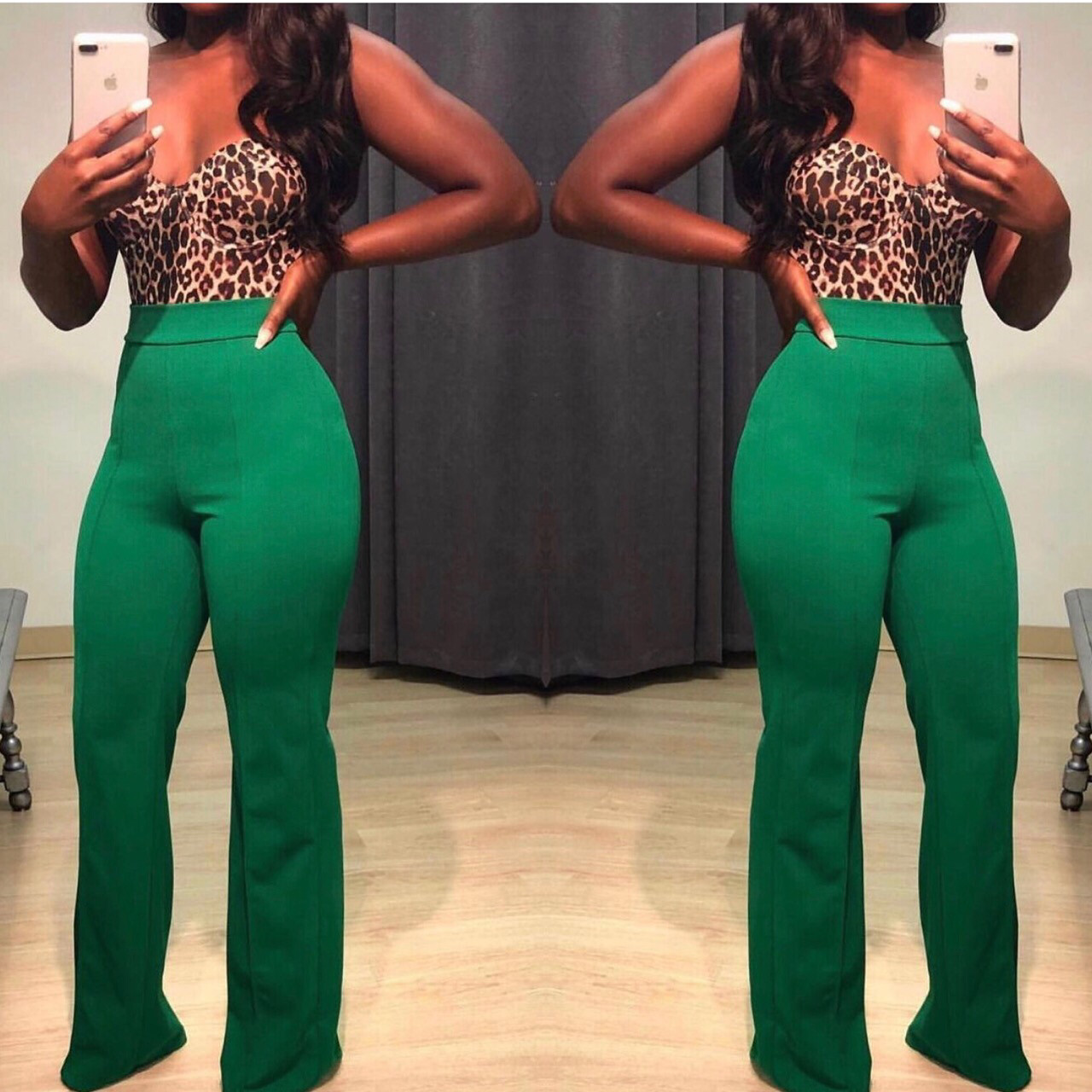 High Waist Pants Green