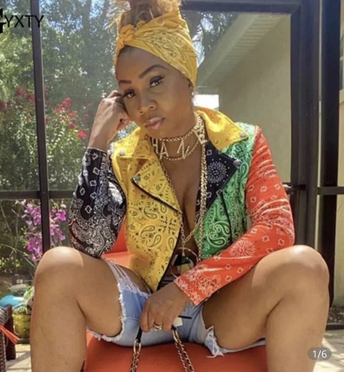 Bandanna Color Block Jacket Orange 