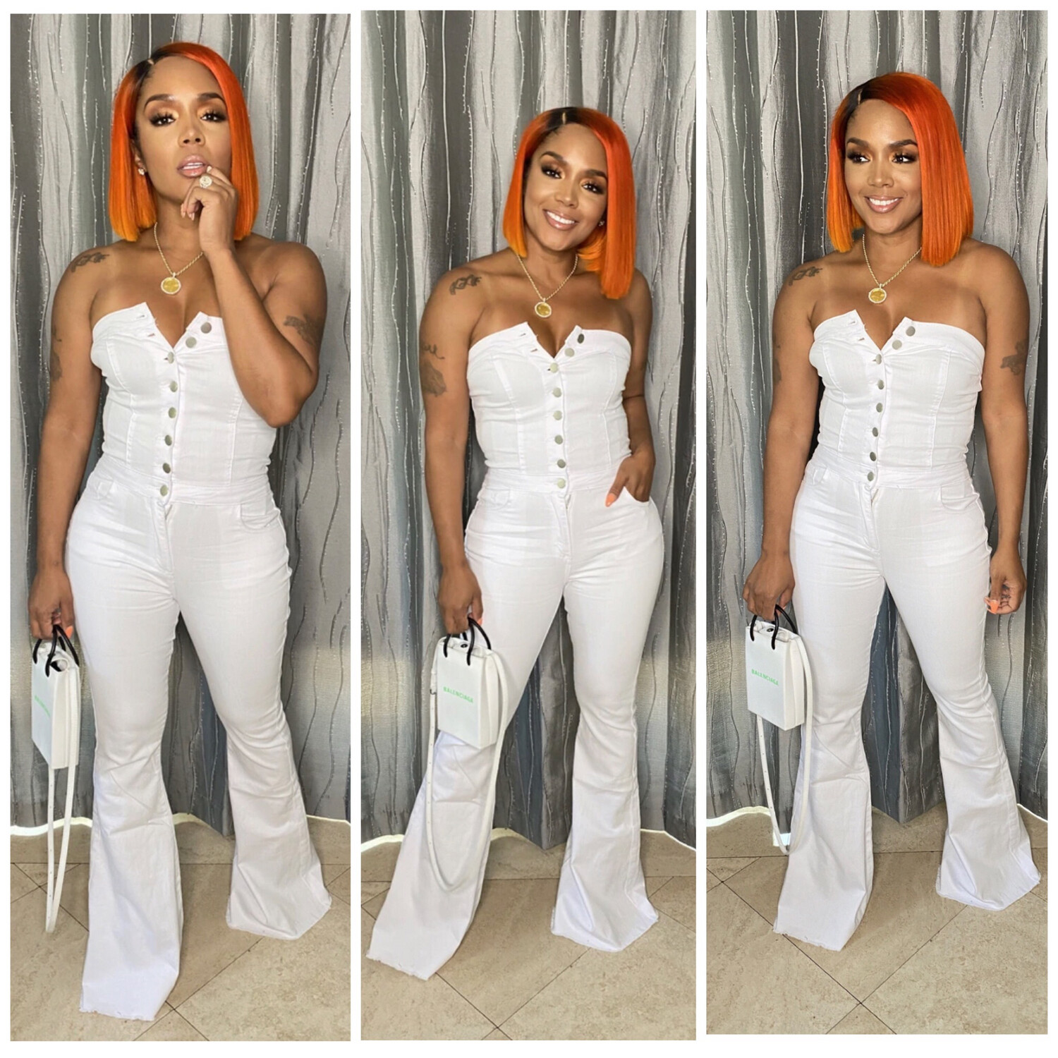 Denim Bell Bottoms Jumper White
