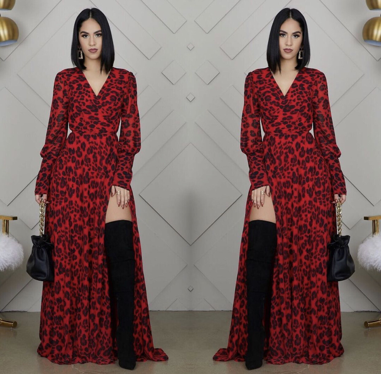 Red Leopard Maxi Dress