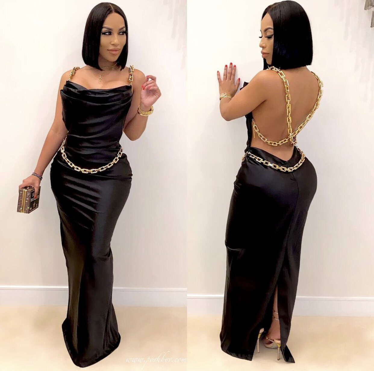 Chain Back Long Dress