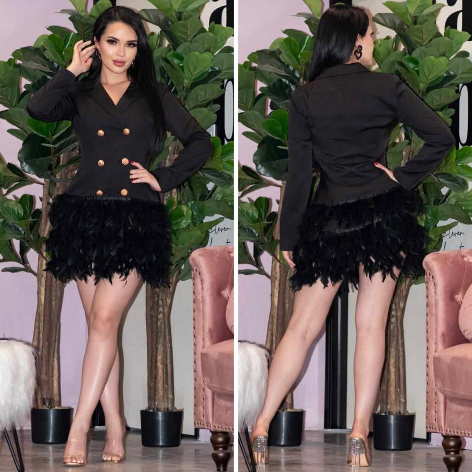 Blazer Feather Dress