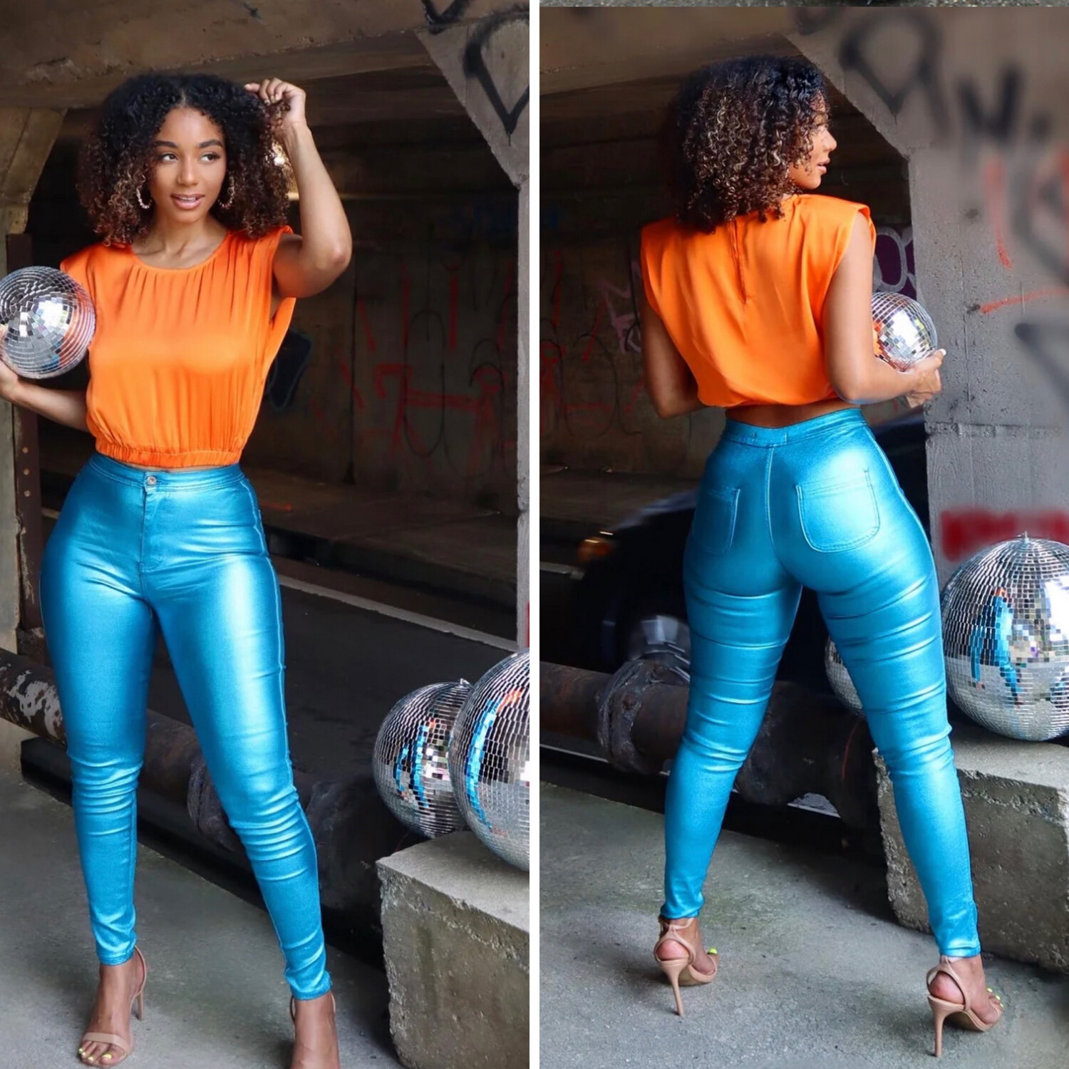Metallic Blue Pants