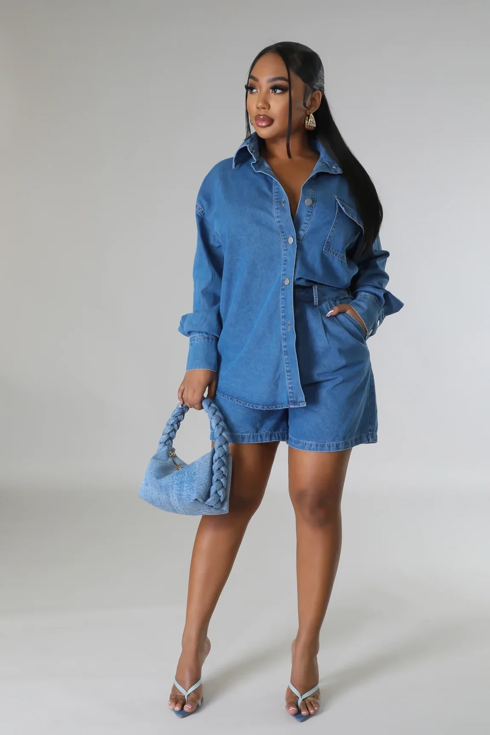 Denim Shorts Set