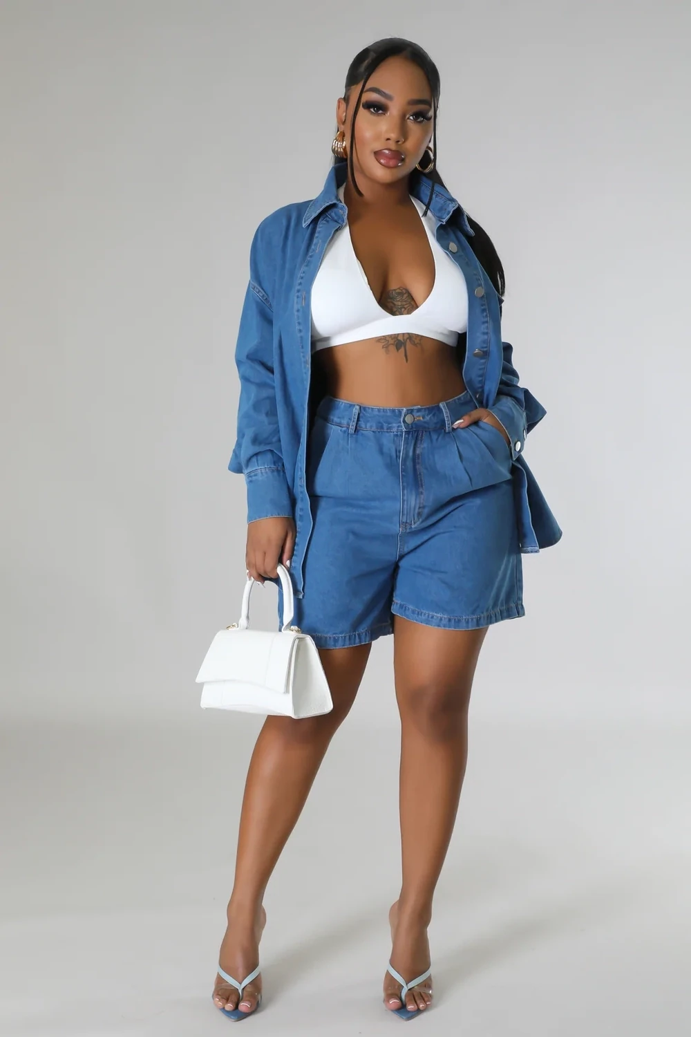 Denim Shorts Set