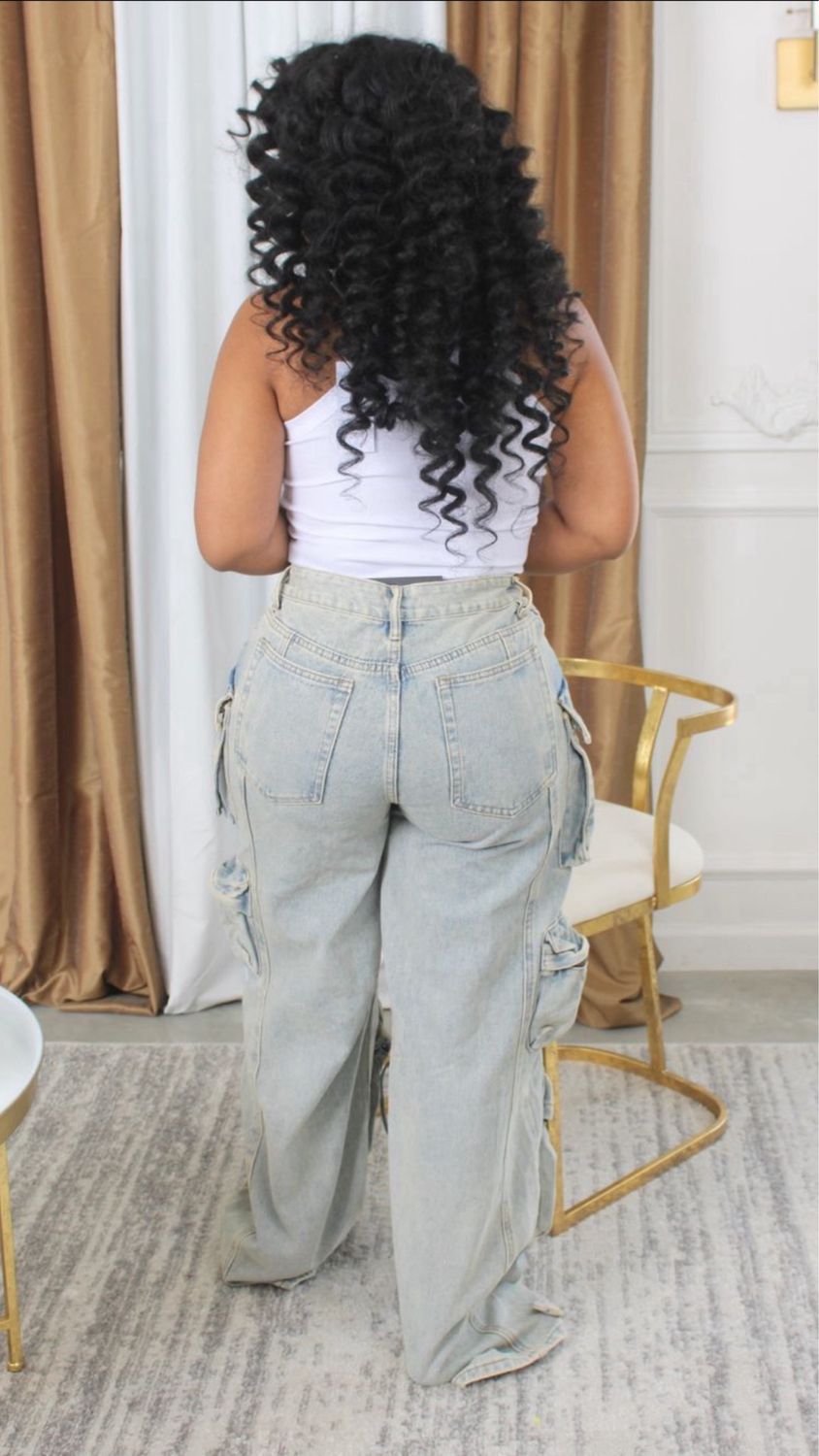 Cream Cargo Jeans