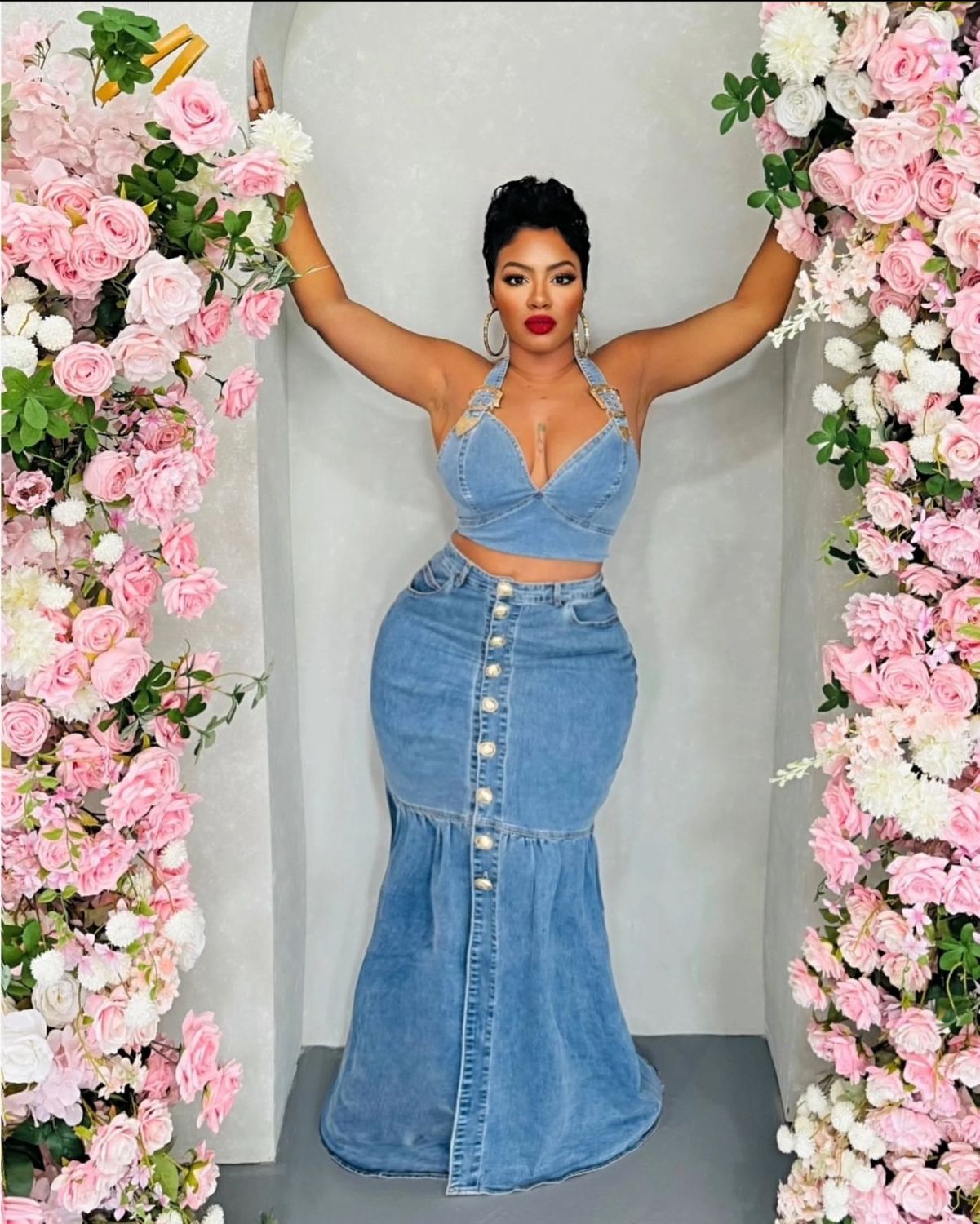 Mermaid Denim Skirt Set
