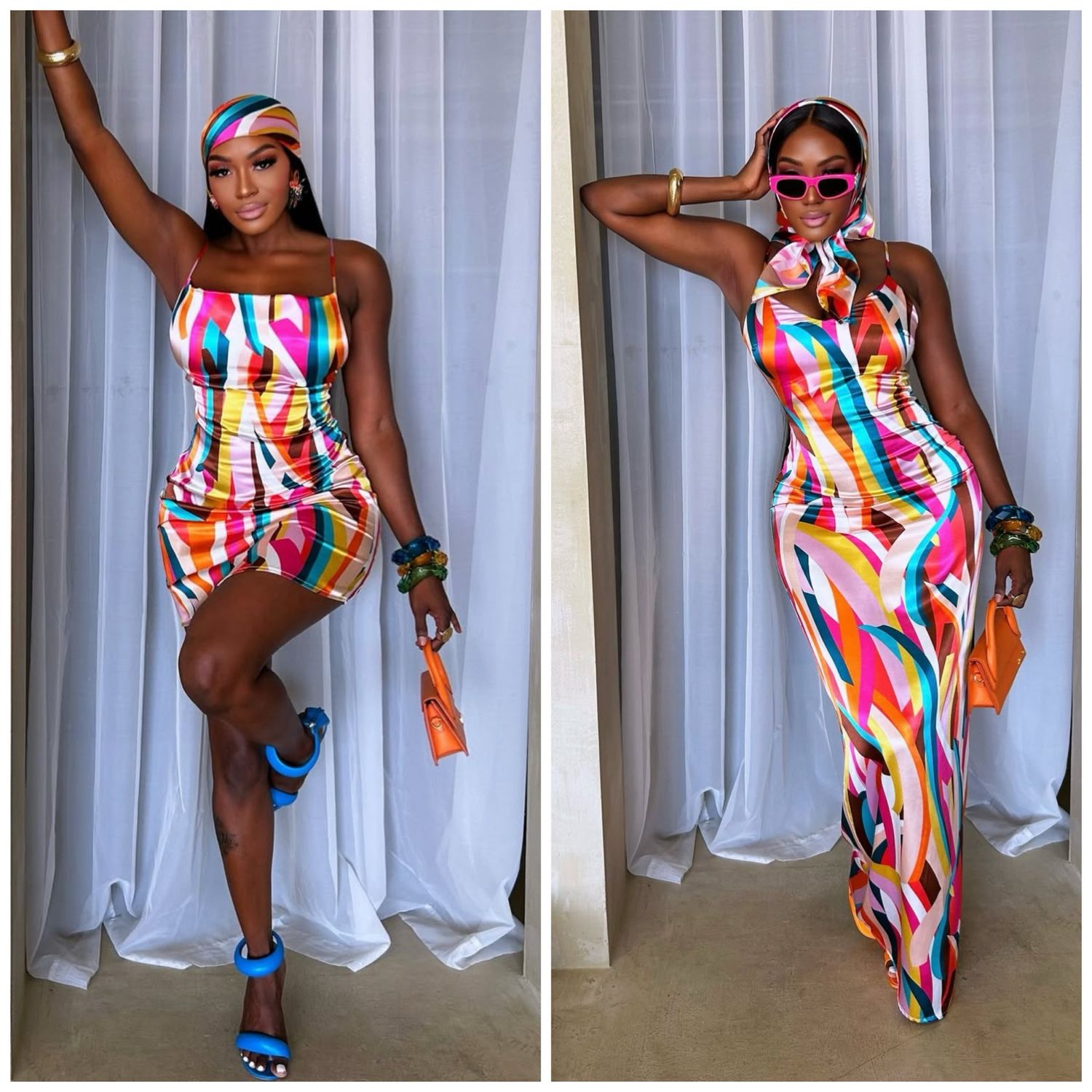 Rainbow Satin Dress