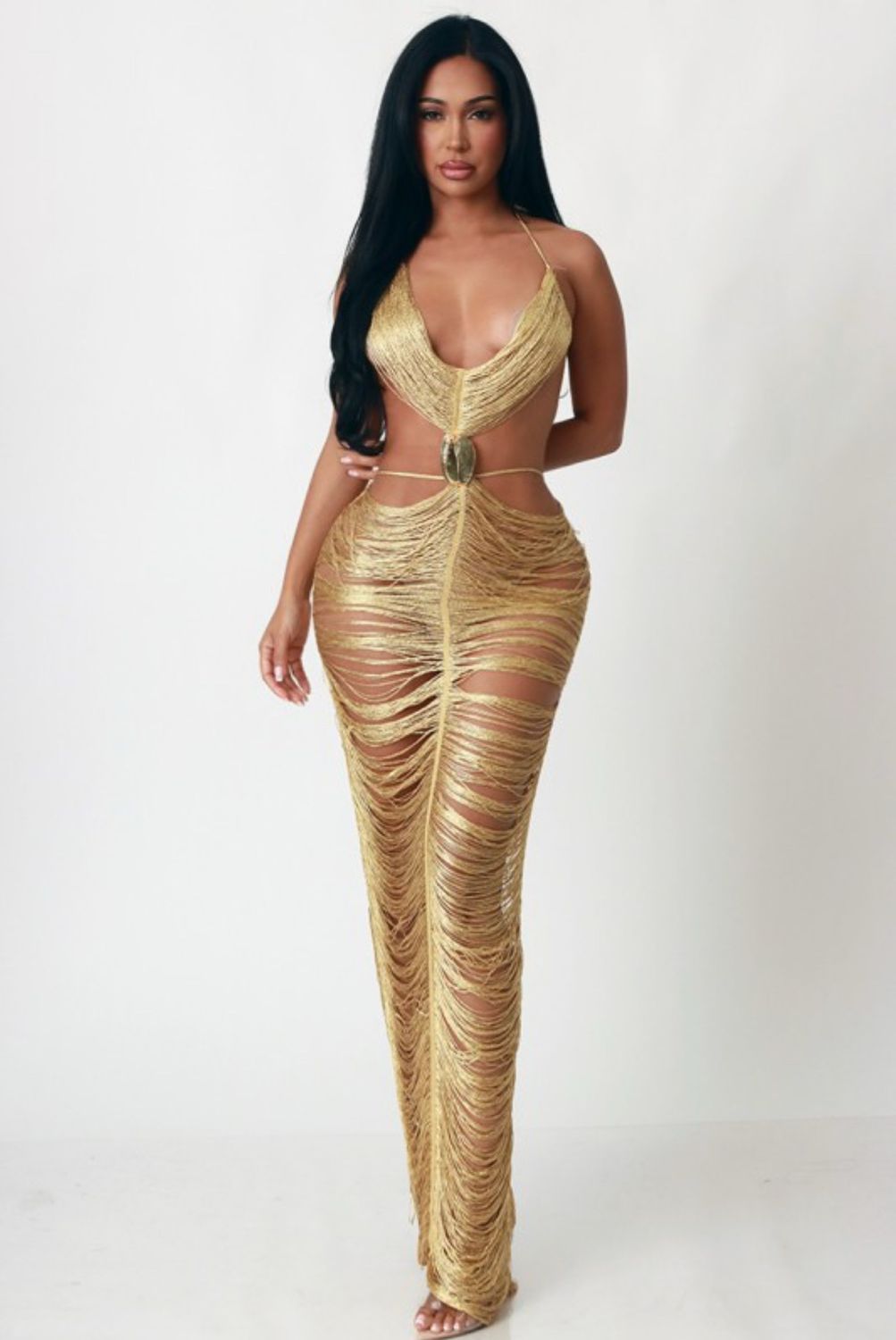 Gold Goddess Fringe Dress
