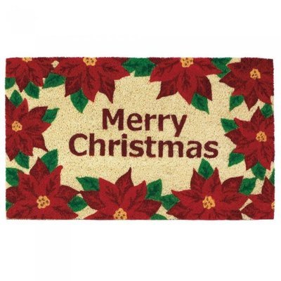 CHRISTMAS POINSETTIAS WELCOME MAT by Christmas Collection