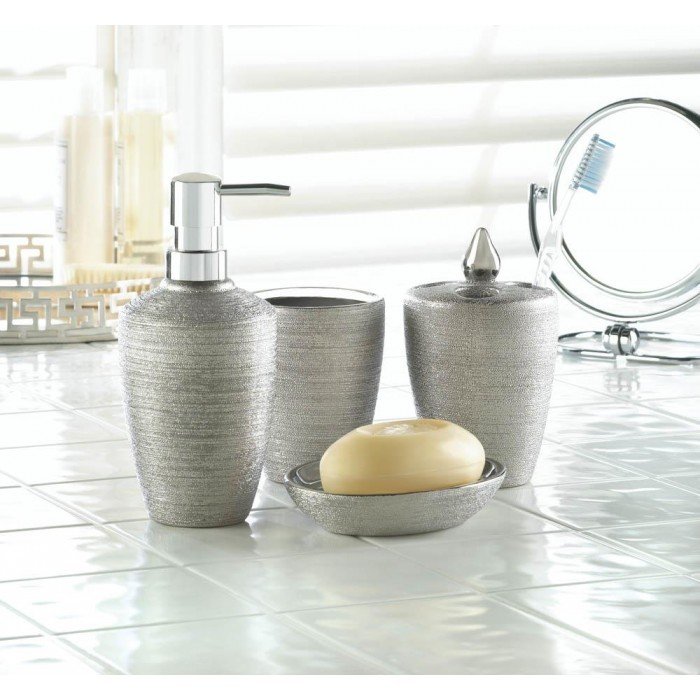 SILVER SHIMMER BATH ACCESSORY SET by Accent Plus