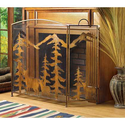 RUSTIC FOREST FIREPLACE SCREEN by Accent Plus