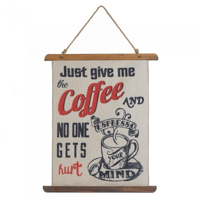 GIVE ME COFFEE LINEN WALL ART by Accent Plus