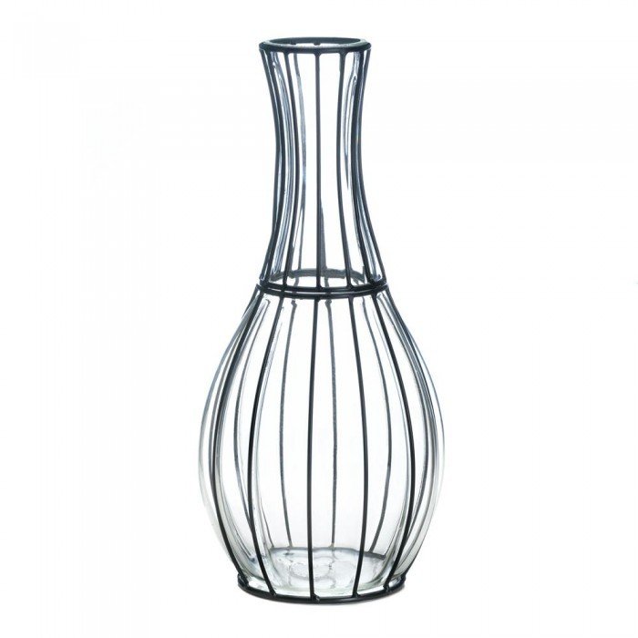 TALL GLASS AND METAL VASE by Accent Plus