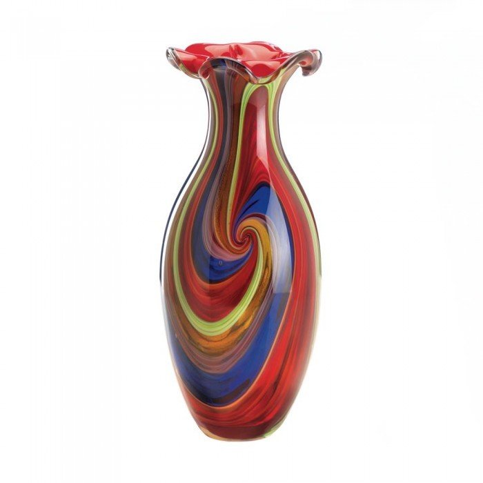 SWIRL OF COLORS ART GLASS VASE by Accent Plus