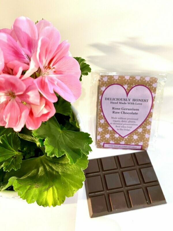 Rose Geranium Raw Chocolate Bar