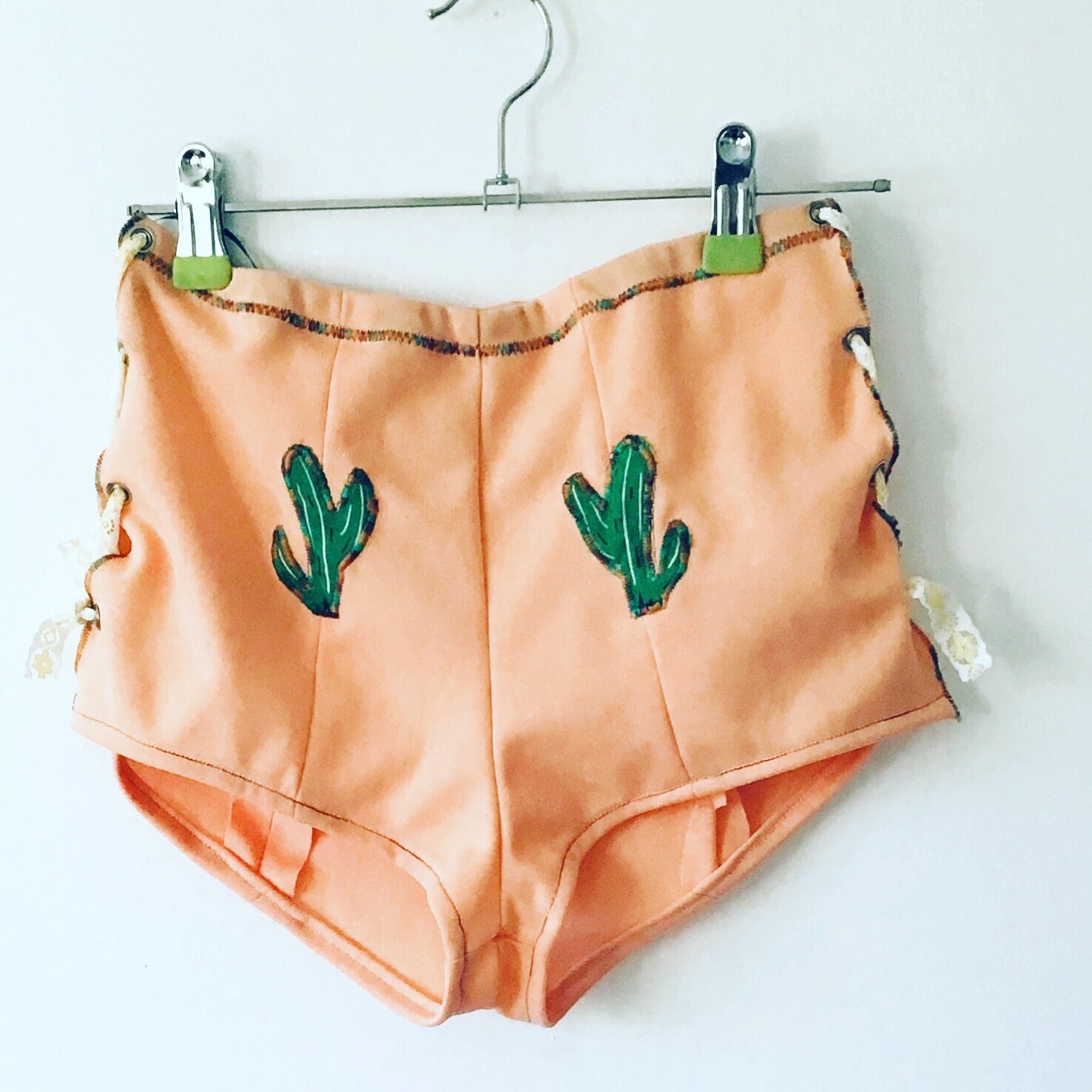 Vintage Upcycled Cacti Lace Up Shorts