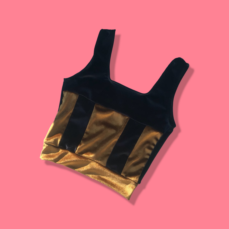 Gold And Black Velvet Corset Bralette