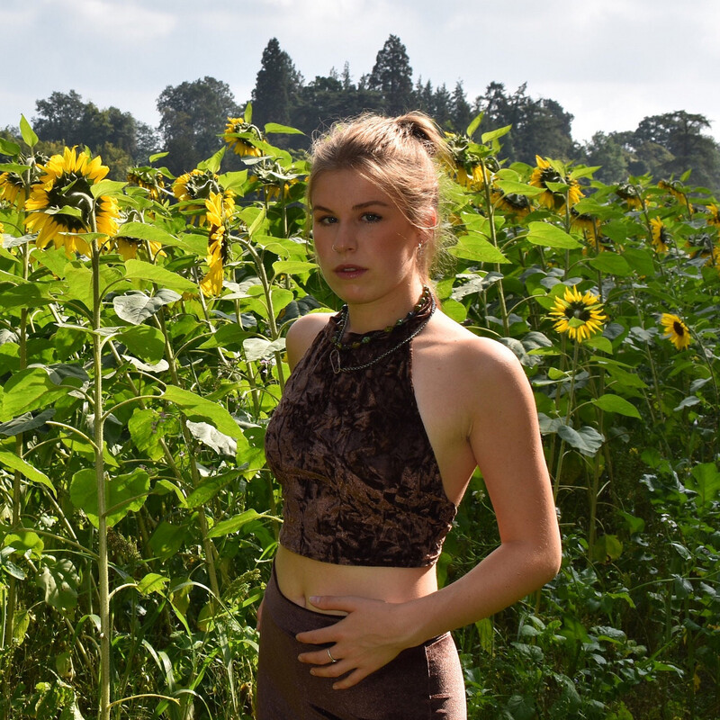 Crushed Velvet Halter Neck Top
